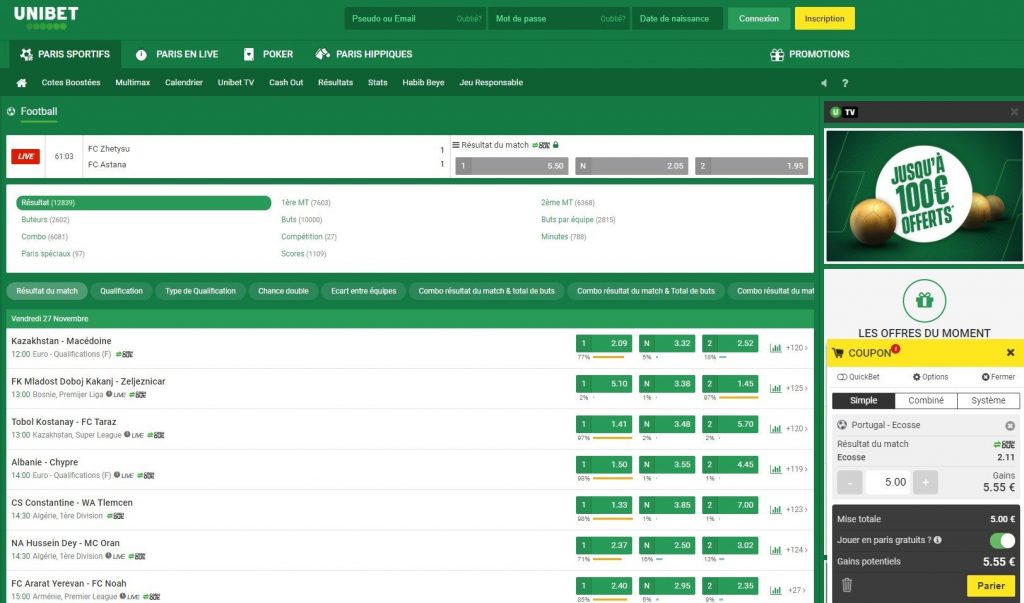 Überblick über die Unibet-Wettplattform